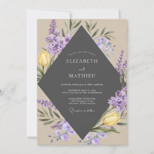 Convites Casamento de Tulipa Eucalipto Roxo Carvão