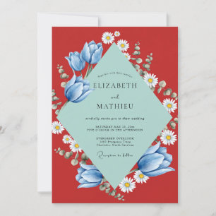 Convites Casamento de Tulipa Vermelha Margarida Eucalipto