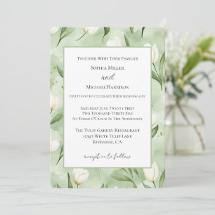 Convites Casamento de Tulipas Brancas Verdes Bonitas