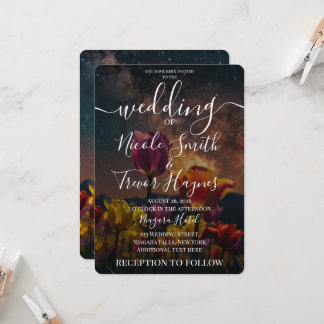 Convites Casamento de Tulipas Cósmicas Personalizadas