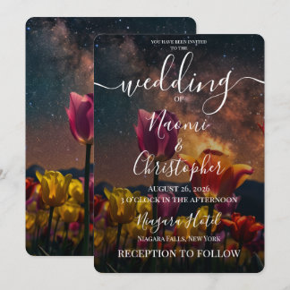 Convites Casamento de Tulipas Cósmicas Personalizadas