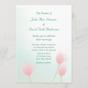 Convites Casamento de Tulipas de Pastel Cor-de-Rosa Suave