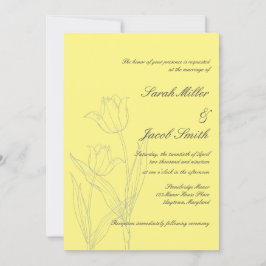 Convites Casamento de Tulipas Minimalista Amarelo Suave e C