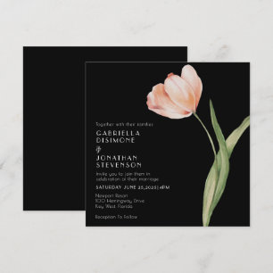 Convites Casamento de Tulpa de Aquarela de Pêssego Elegante