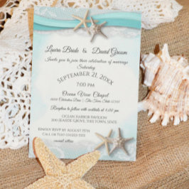 Convites Casamento de Turquesa de Praia Tropical de Starfis