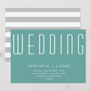 Convites Casamento de Turquesa Moderno Minimalista