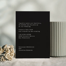 Convites Casamento de Typografia Negra Minimalista