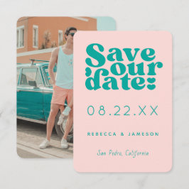 Convites Casamento de União Retroativa e Teal Salvar a Data