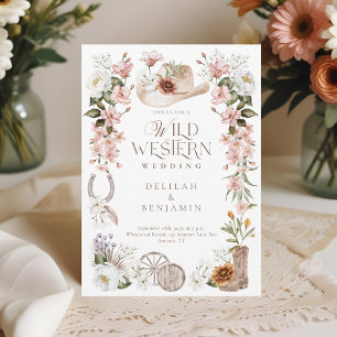 Convites Casamento de Vaqueiro Floral Elegante Western Wate