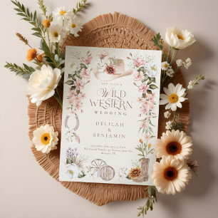 Convites Casamento de Vaqueiro Floral Elegante Western Wate