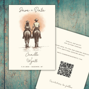 Convites Casamento de vaqueiro ocidental Salve a Data QR Co