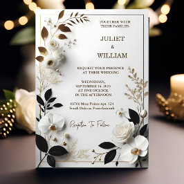 Convites Casamento de Vazio Elegante Clássico Simples de Li