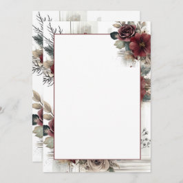 Convites Casamento de Vazio Floral Moderno Maroon