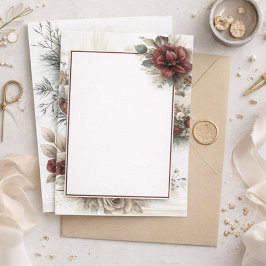 Convites Casamento de Vazio Floral Moderno Maroon