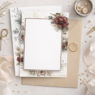 Convites Casamento de Vazio Floral Moderno Maroon