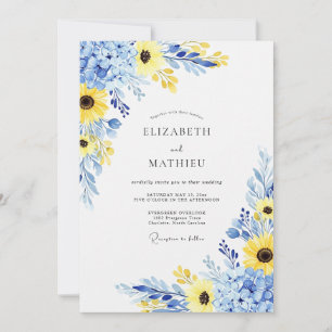 Convites Casamento de Verão Azul Céu Amarelo Alegre