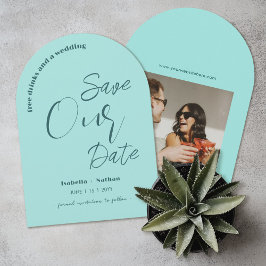 Convites Casamento de Verão Azul de Aqua Mínimo Salve a Dat