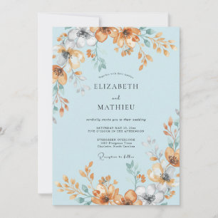 Convites Casamento de Verão Azul Pó Pintado