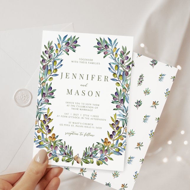 Convites Casamento de verão boêmico com o tema Olive Tuscan (Criador carregado)