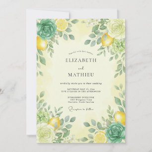 Convites Casamento de Verão Cítrico Amarelo Limão Vibrante