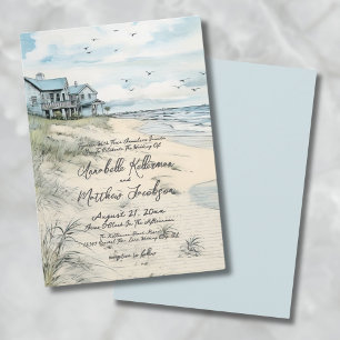 Convites Casamento de Verão com Aquarela na Praia
