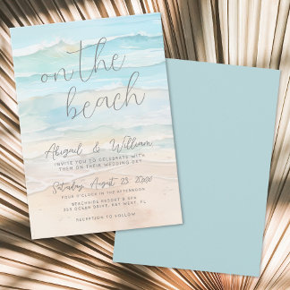 Convites Casamento de Verão com Aquarela na Praia