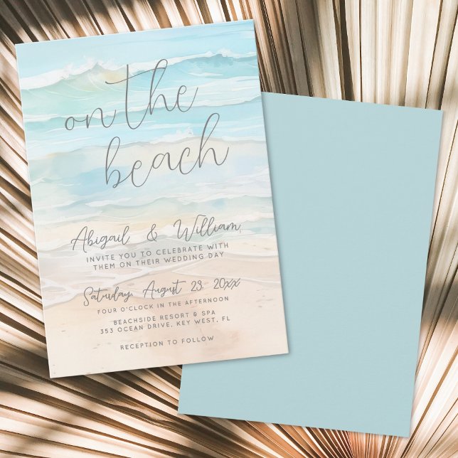 Convites Casamento de Verão com Aquarela na Praia (Watercolor Summer On The Beach Wedding Invitation )