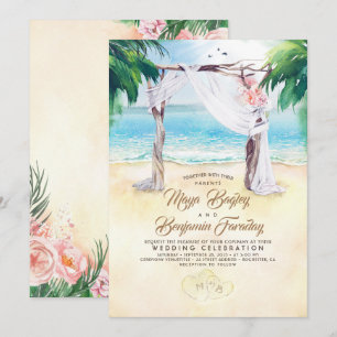 Convites Casamento de Verão com Dreamy Beach Arbor Tropica