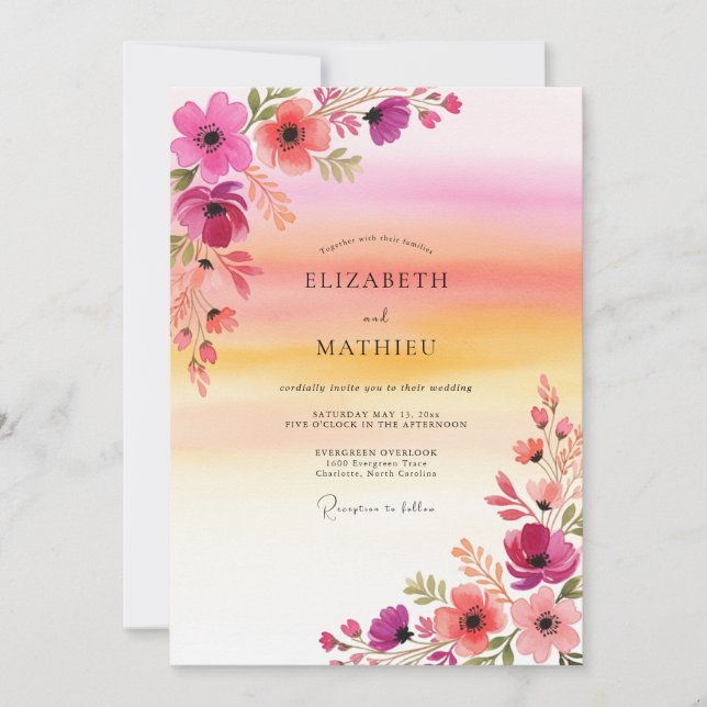 Convites Casamento de Verão com Espírito Magenta (Frente)