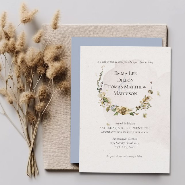 Convites Casamento de Verão com Flores Secas (Criador carregado)