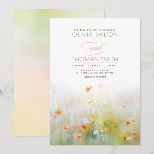 Convites Casamento de Verão com Flores Selvagens Românticas