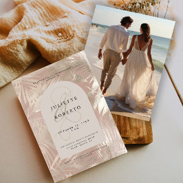 Convites Casamento de Verão com Folha de Palmeira Tropical 