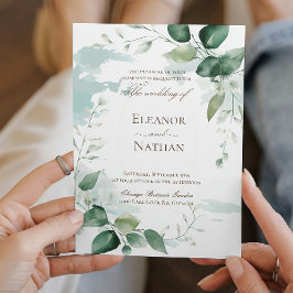 Convites Casamento de verão com folhas verdes planas