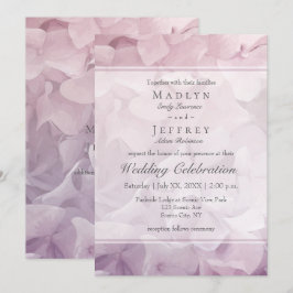 Convites Casamento de Verão com Hydrangea Púrpura, Rosa-Blu