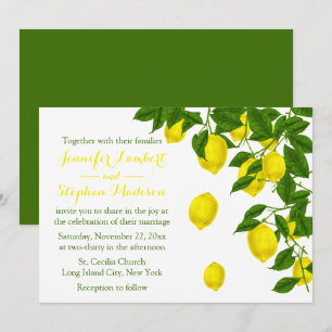 Convites Casamento de Verão com Limão Amarelo e Verde dos C