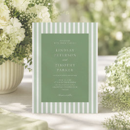 Convites Casamento de Verão com Listras Verdes Retrô