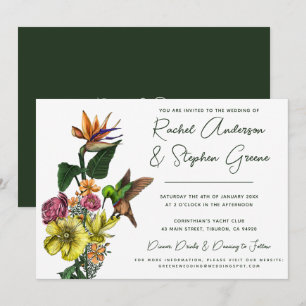 Convites Casamento De Verão De Elegante Tropical Floral Gre