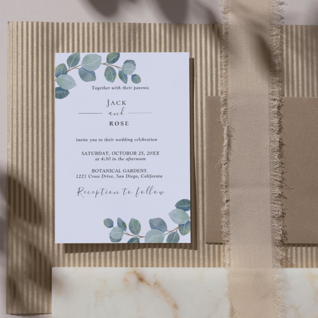 Convites Casamento de Verão de Eucalyptus Greenery Rustic. (Rustic Greenery Eucalyptus Summer Wedding. Invitation)