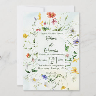 Convites Casamento de Verão de Flor Russo Verde e Branco