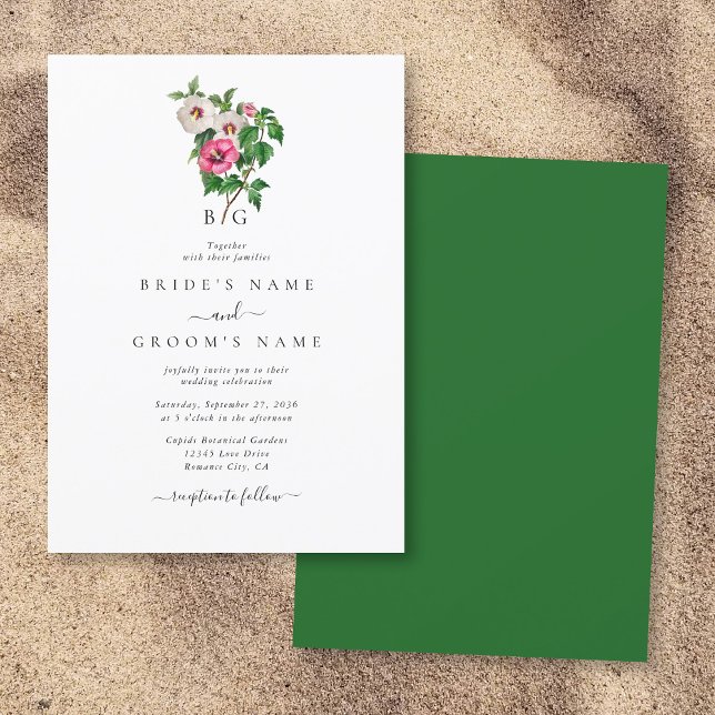 Convites Casamento de Verão de Hibiscus Tropical Watercolor (Watercolor Tropical Hibiscus Summer Wedding Invitation)