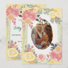 Convites Casamento de Verão de Limão Floral