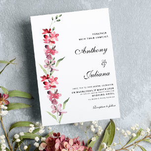 Convites Casamento de verão de orquídea verde-rosa Elegante