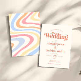 Convites Casamento de Verão de Pastel minimalista retrô-mod