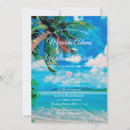 Convites Casamento de Verão de Praia Tropical Floral