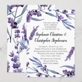 Convites Casamento de Verão Elegante Lilac Watercolor