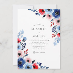 Convites Casamento de Verão Escarlate Naval Animado