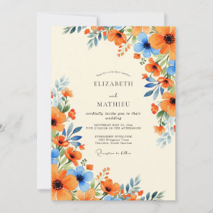 Convites Casamento de Verão Esplêndido Azul Mil-flores Lara