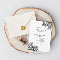 Casamento de Verão Floral Branco Negro Simples Ele