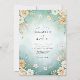 Convites Casamento de Verão Magnífico Azul-Verde