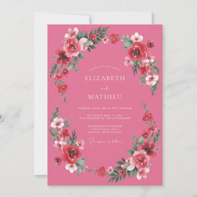 Convites Casamento de Verão Magnífico Magenta (Frente)